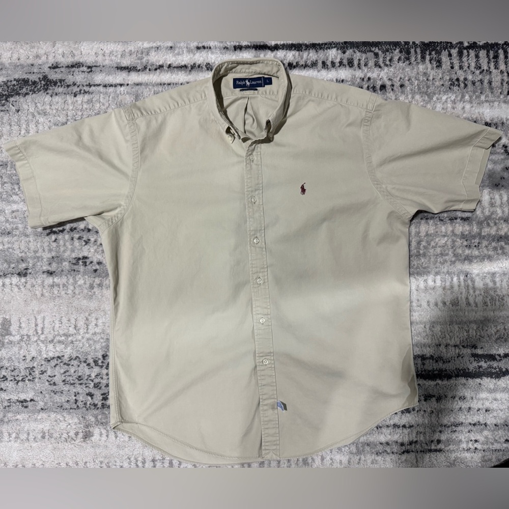 Ralph Lauren Men's Light Tan Button Down Shirt